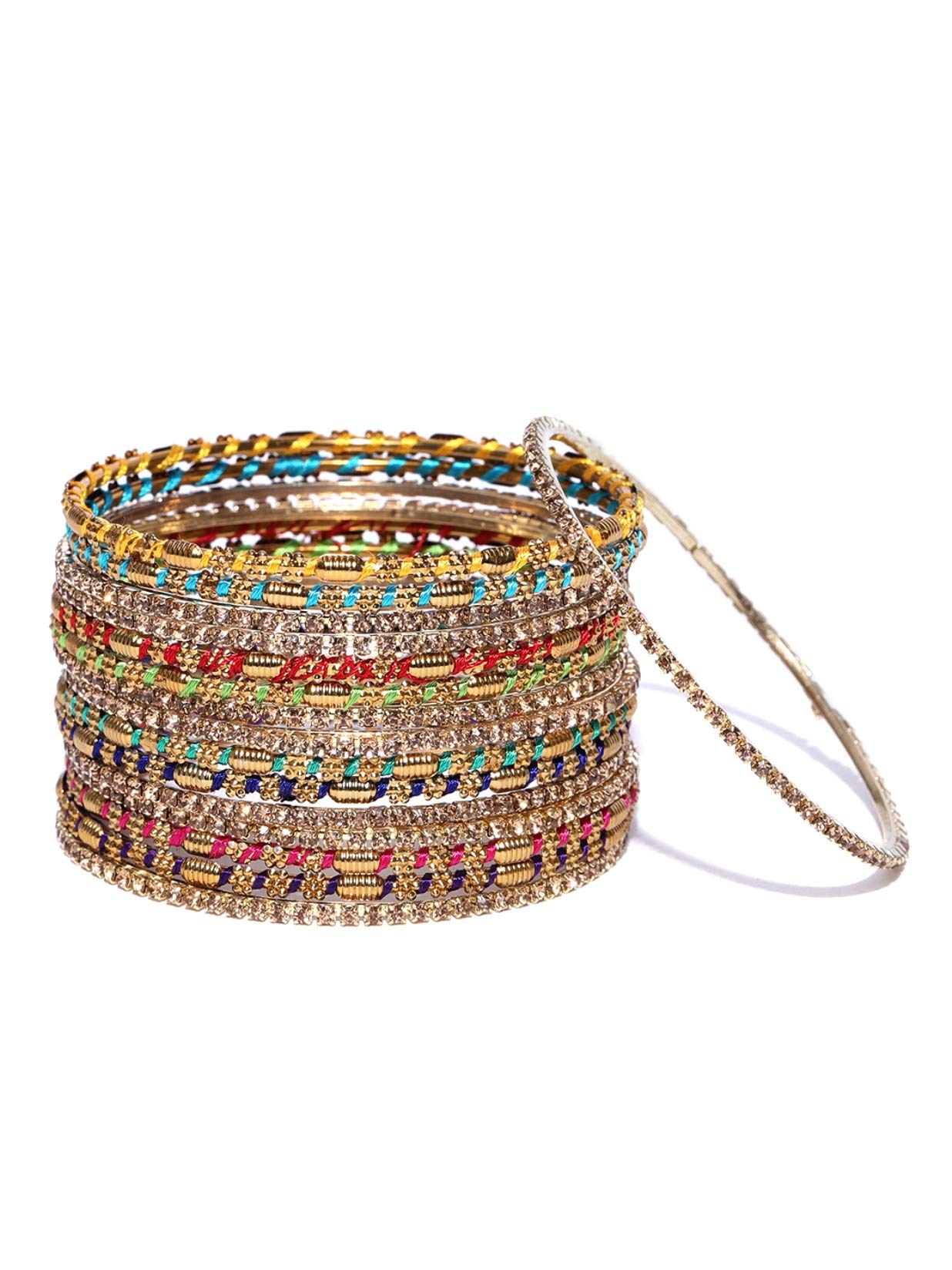 Priyaasi Brass Gold Plated Traditional Thread Work Bangles for Wedding, Festival - Classic Kangan Set for Women (Size:2.6) (B081GFG7DW) Amazon Price History, Amazon Price Tracker