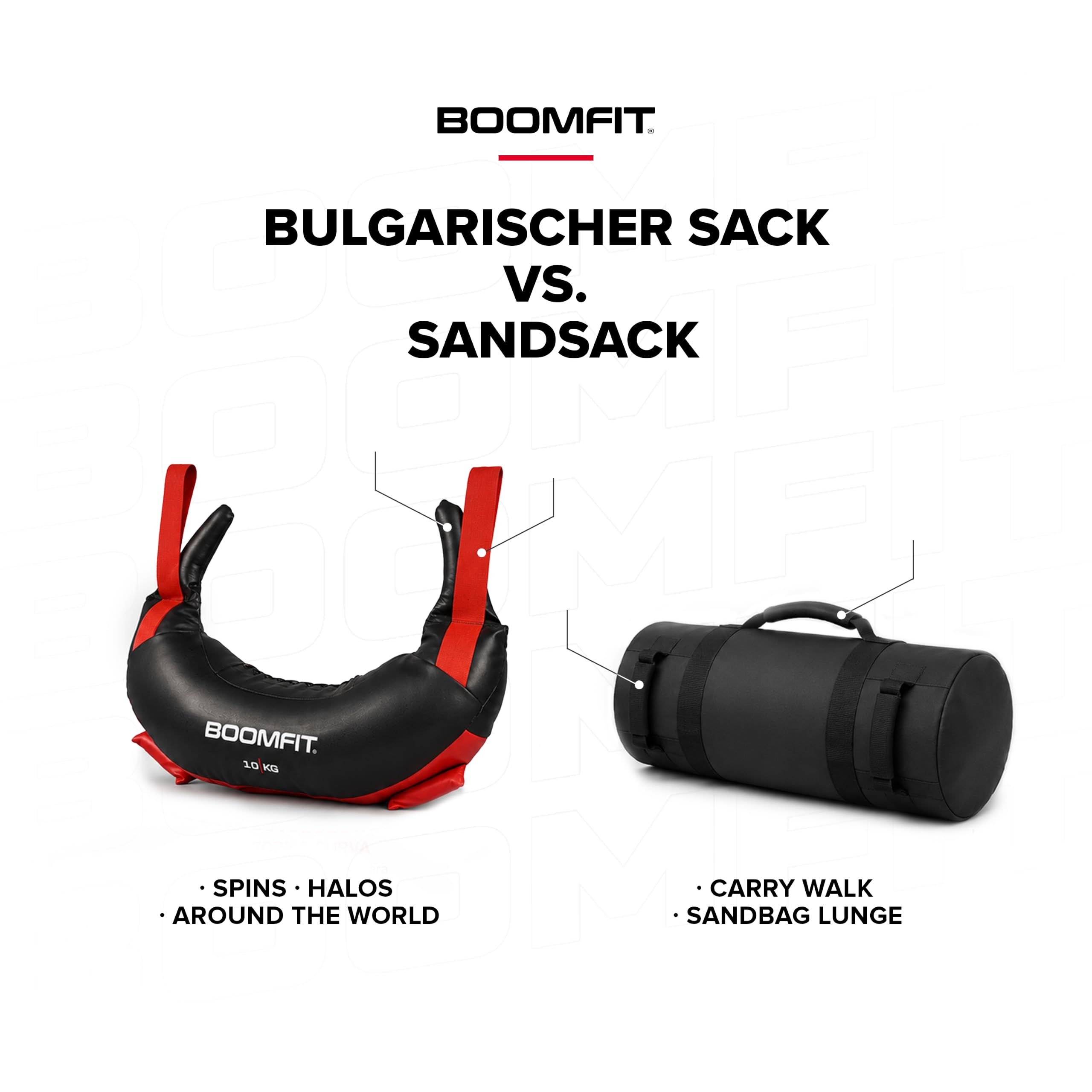 BOOMFIT Bulgarian Bag Sandsack Hufeisenform 4 Griffe Crossfit 5-20 kg
