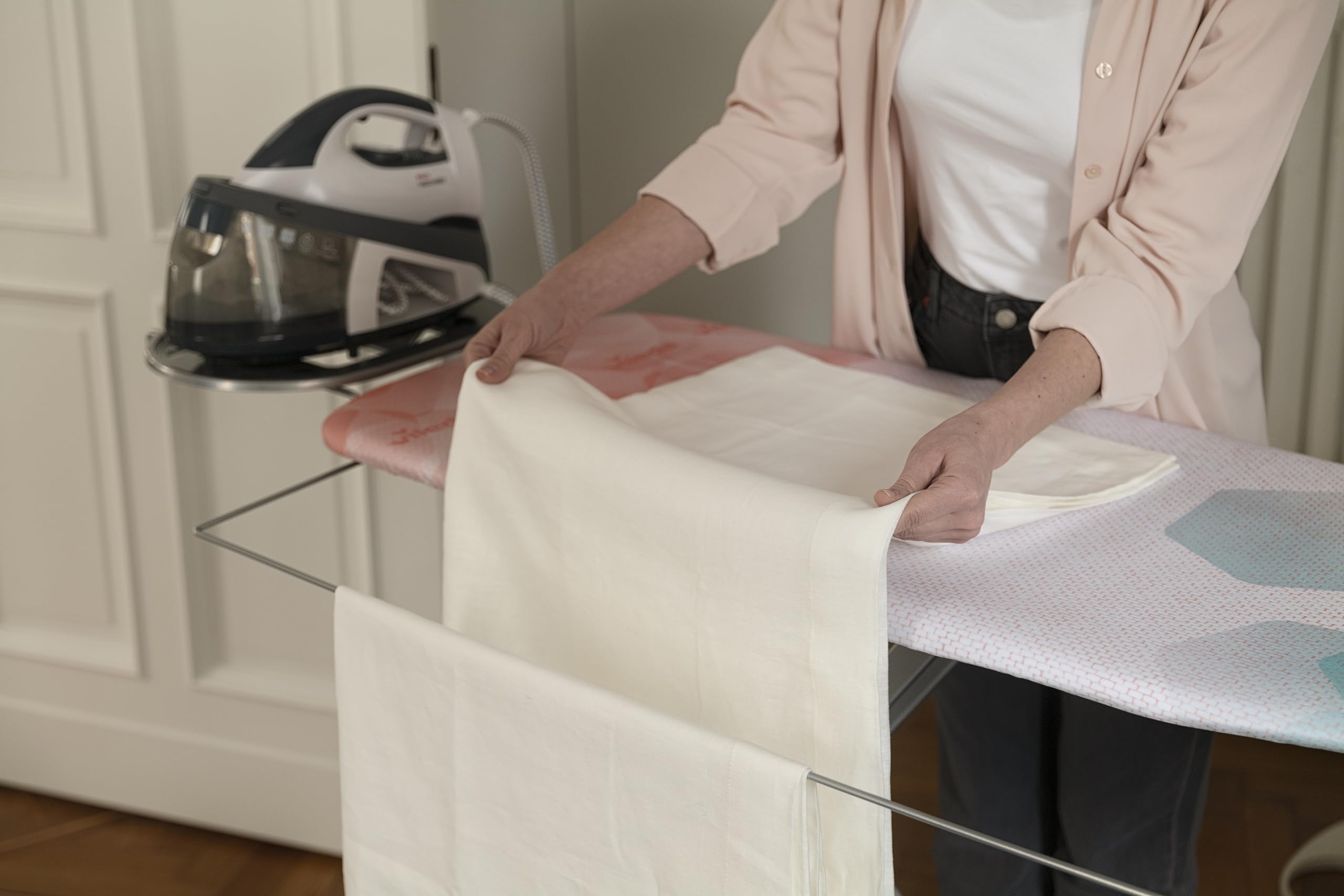 Vileda ASSE da Stiro Perfect 2 in 1, con Portacaldaia, Estraibile, con Extra Spazio, per Camicie e Lenzuola, Professionale, Regolabile in Altezza, Metallo, Verde, 172 x 8.5 x 44.5 cm