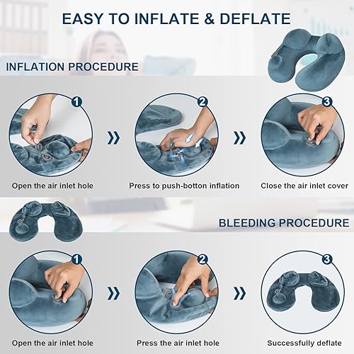 Miniatura 5 de Almohada de viaje para el cuello almohada de viaje autoinflable para dormir avión tren de automóvil oficina almohada de siesta en forma de U con