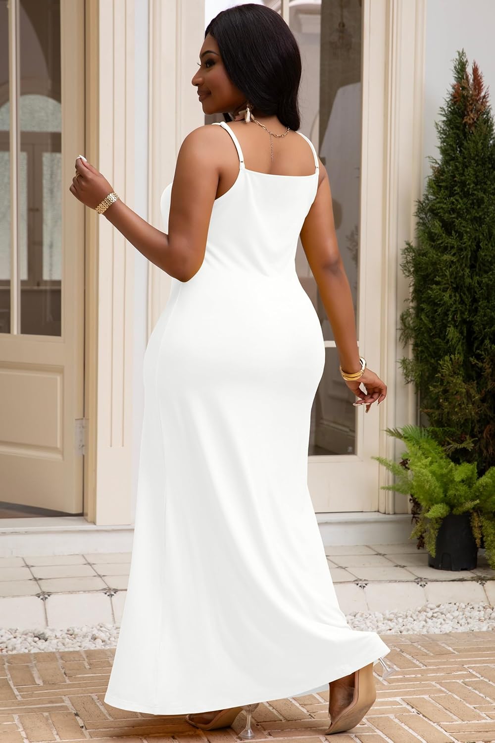 FANDEE Summer Dresses Maxi Dress for Women Strap Casual Flowy Long Dress - Image 5