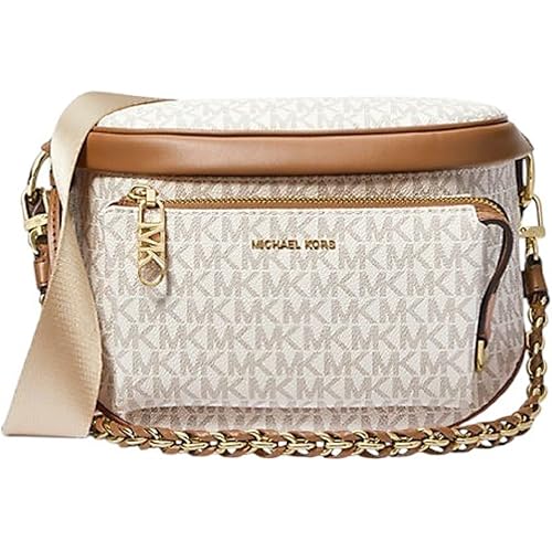 Michael Kors Slater Medium Sling Pack Chain Messenger (Vanilla Acorn)