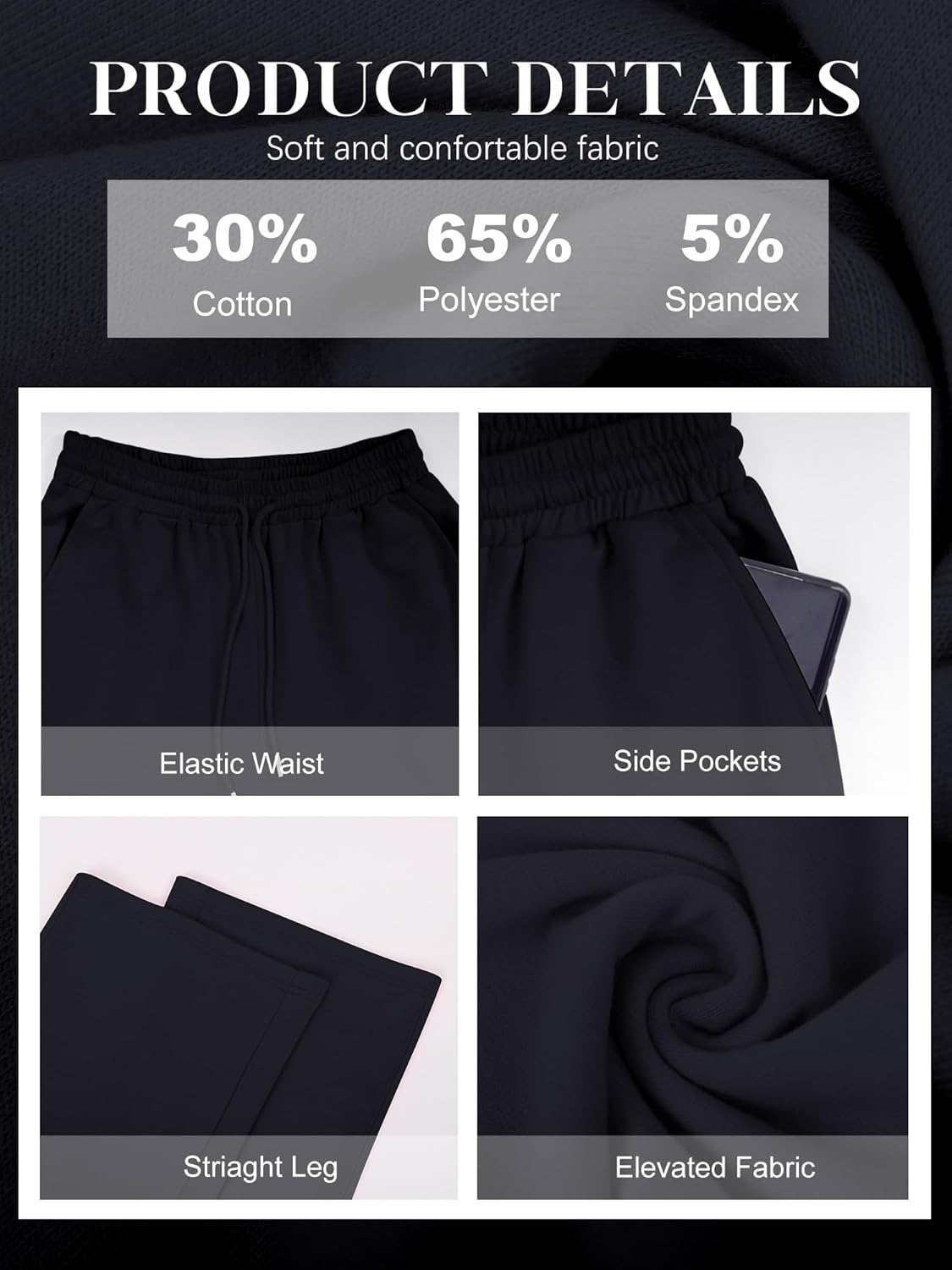 Wide Leg Sweatpants Women Lounge Pants Baggy Track Drawstring Lightweight Sweat Pants with Pockets - Image 6