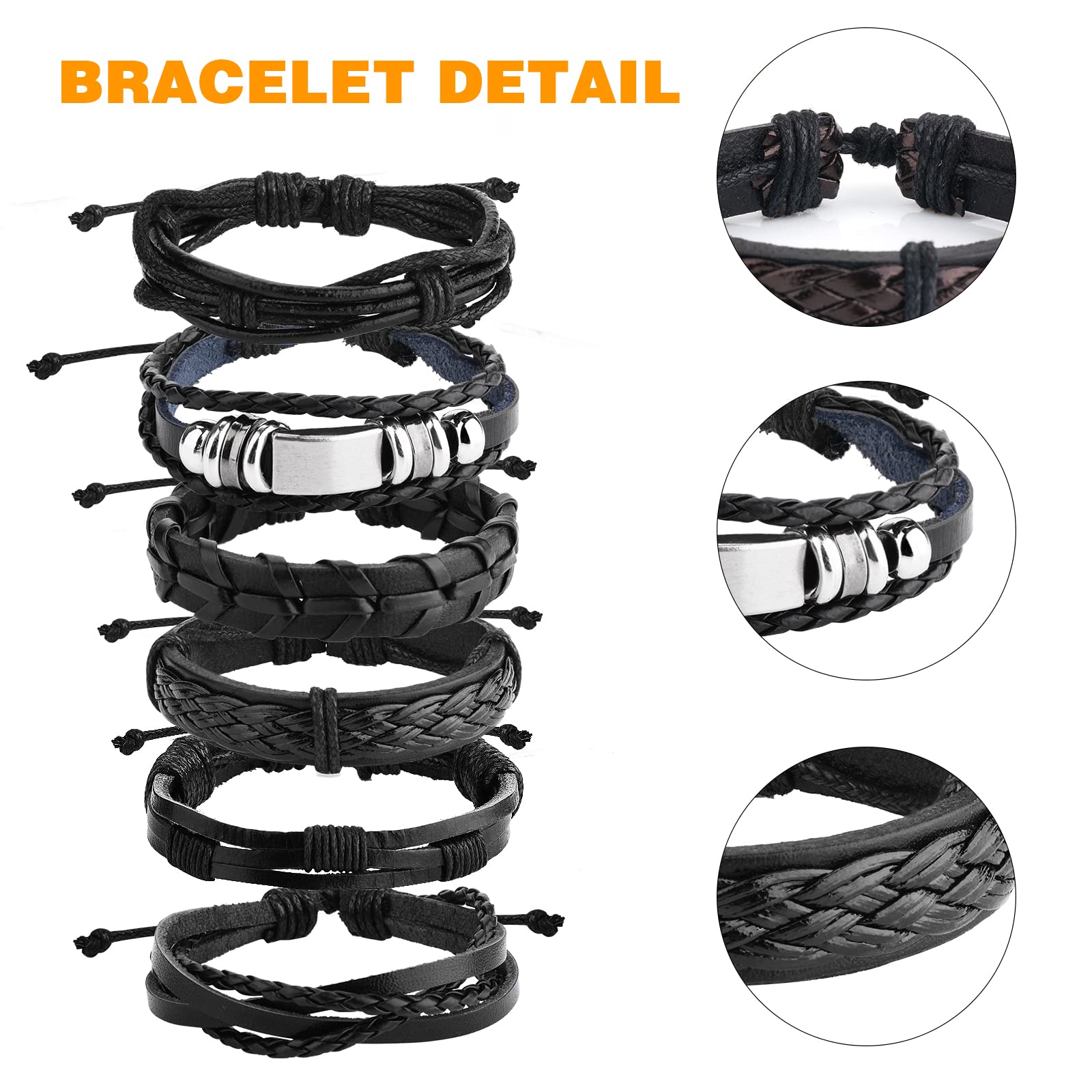 12 Pezzi Bracciali Pelle Intrecciata Uomo Braccialetto per Polsini da Donna Bracialete Nero Marrone Braccialetti Larghi in Pelle Intrecciata Bracciale Uomo Corda Regalo Amico