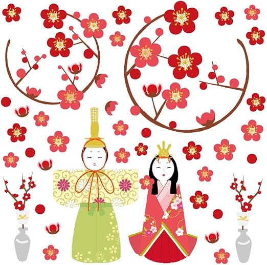 Amazon ひなまつり シール式ウォールステッカー ひな祭り ウォールステッカー 飾り 90 90cm シール式 ひなまつり 雛祭 春 3月3日 桃の節句 梅 桜 姫 お内裏様 お雛様 ぼんぼり 和 日本 壁紙 雛人形 かわいい 梅の花 ウォールステッカー オンライン通販