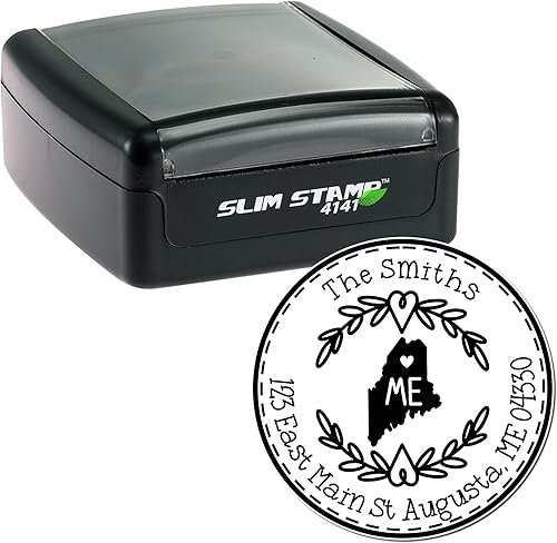 Miniatura 477 de Round State Love - Sello de dirección de devolución para Texas, uso con almohadilla de sello, mango de madera, sello de dirección de Texas