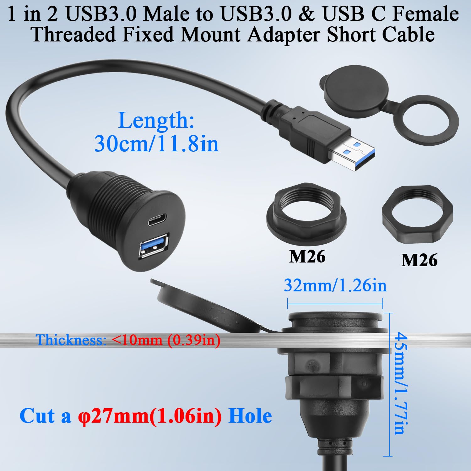 Adaptador De Montaje A Presión JST SM 2 Pines A USB-A Y USB-C - 5V 2A, Para Integrar En Lámparas LED, Juguetes, Muebles. Pack De 2 Unidades