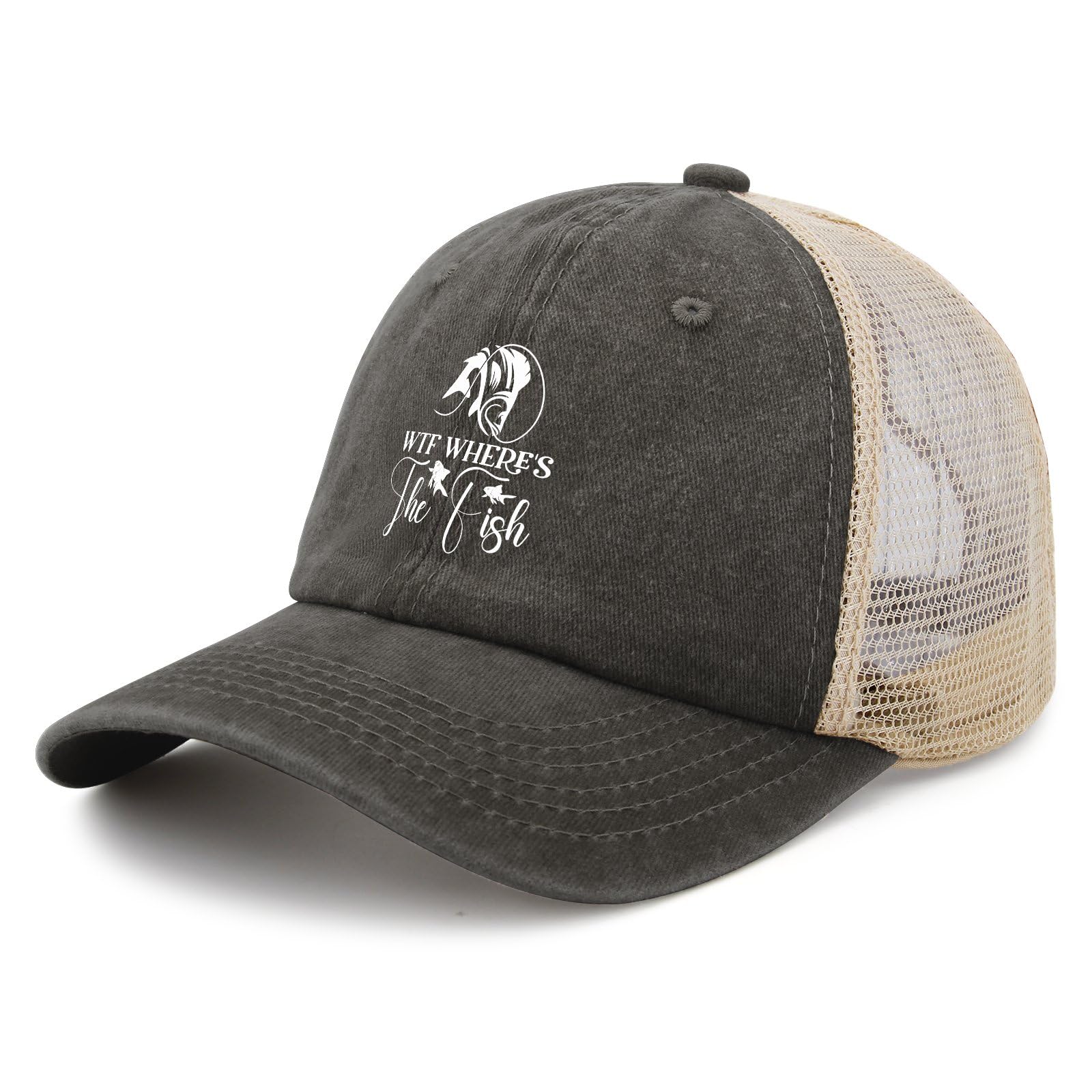 WTF Where's The Fish Trucker Trucker hat Cycling caps for Men