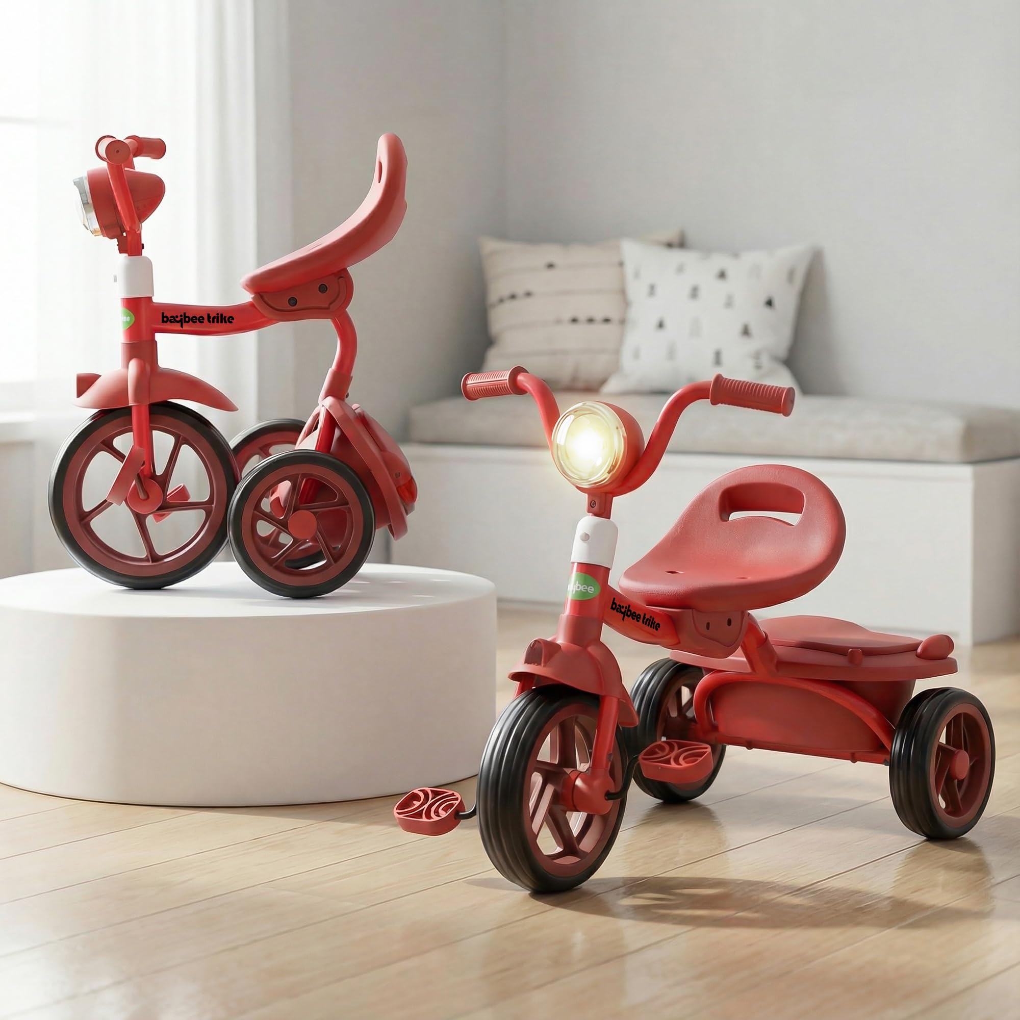 Baybee Flyer Baby Tricycle for Kids | Smart Plug & Play Kid Cycle with LED Light & Storage Baskets | Foldable Tricycle Trikes | Foldable Baby Cycle for Kids 2 to 5 Years Boys Girls (Red)-image-12