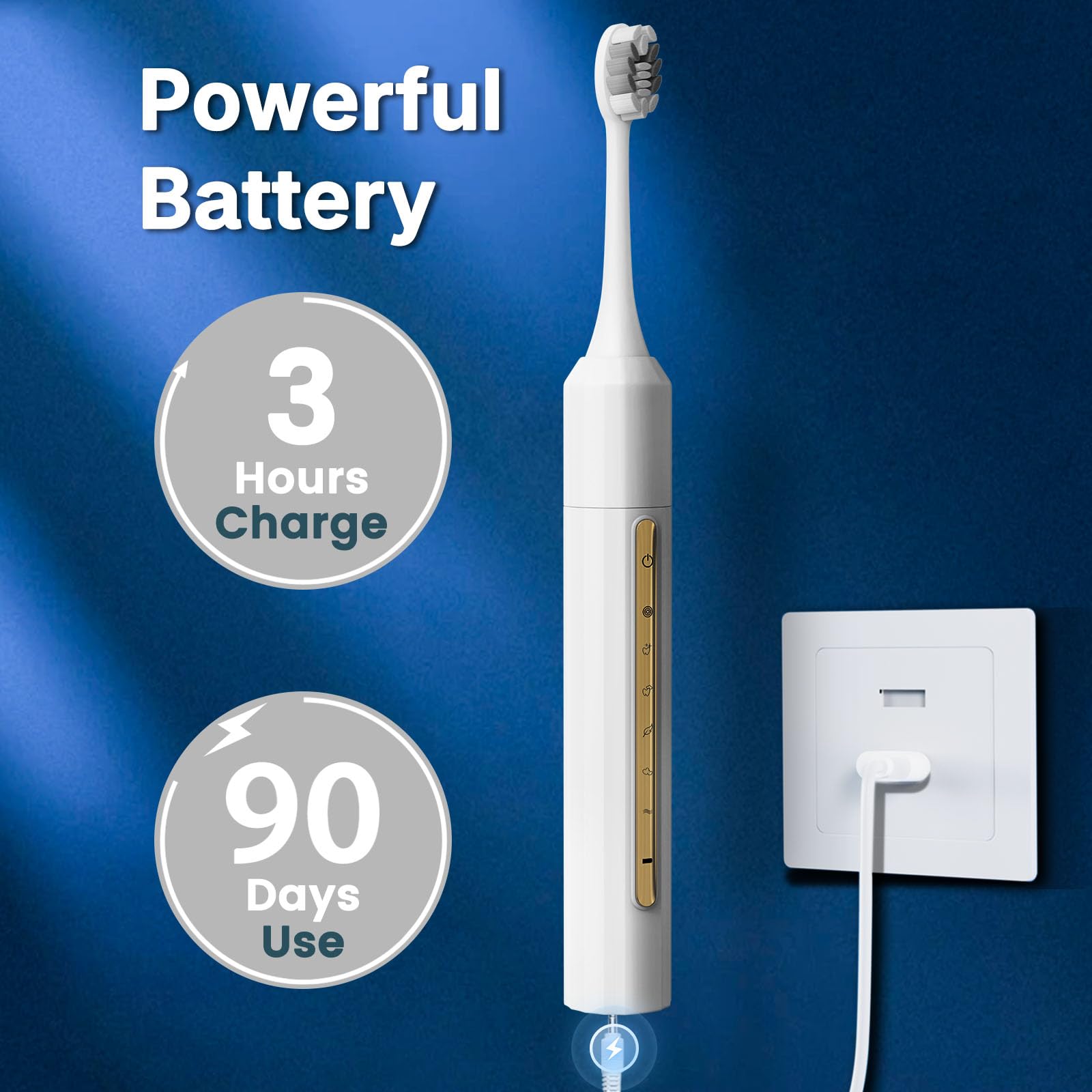 Fairir Cepillo de dientes eléctrico Sonic con 10 cabezales de cepillo para adultos y niños, hasta 30 días con una sola carga, 5 modos, temporizador inteligente integrado de 2 minutos, cepillo de