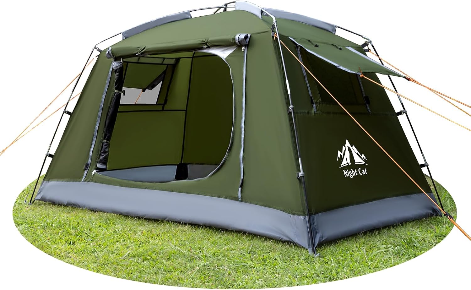Night Cat Camping Hot Tent: 2/4/6/8/10/12 Persons Waterproof Instant Cabin Hot Tent with Canopy and Stove Jack for Family Glamping