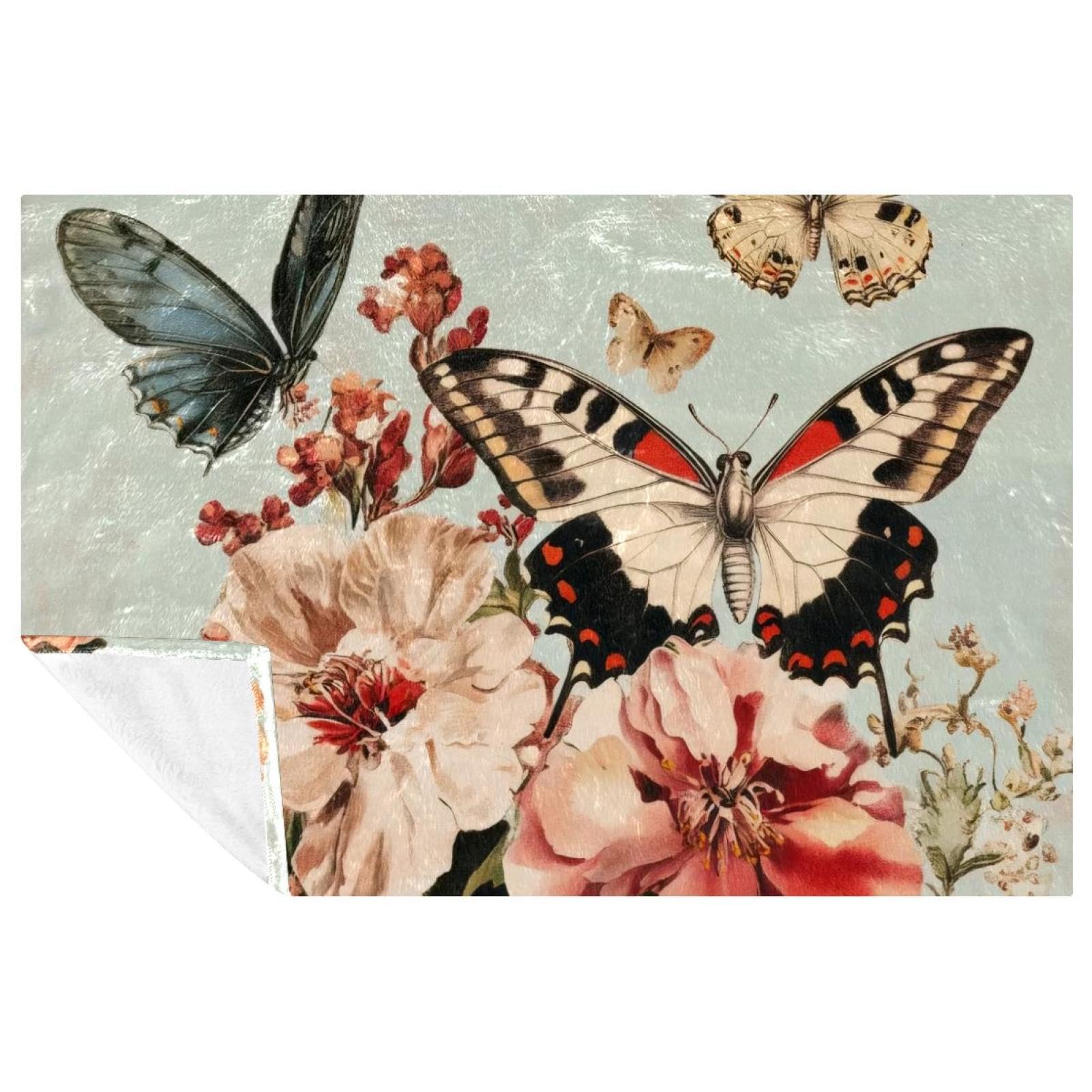 Couverture douce papillon pour vos moments de détente au salon ou en camping