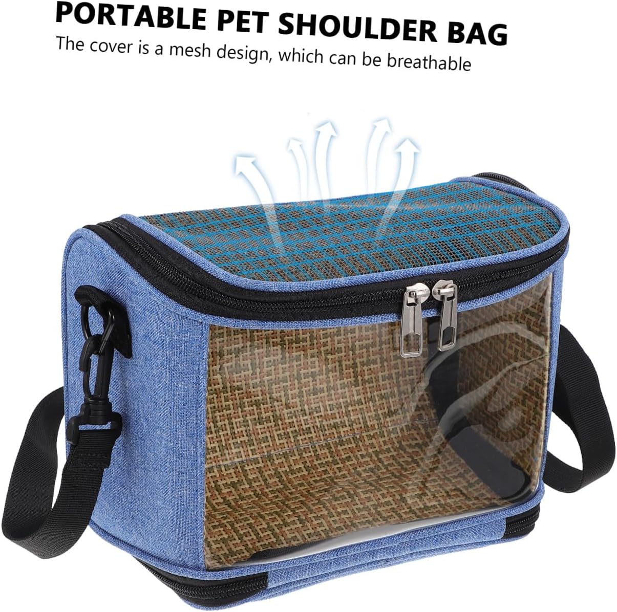 GLEAVI Parrot Carrier Bag with Breathable Mesh, Portable Crossbody Pet Shoulder Pouch for Travel and Outdoor Use, Blue Lightweight Bird Carrying Cage for Small Birds