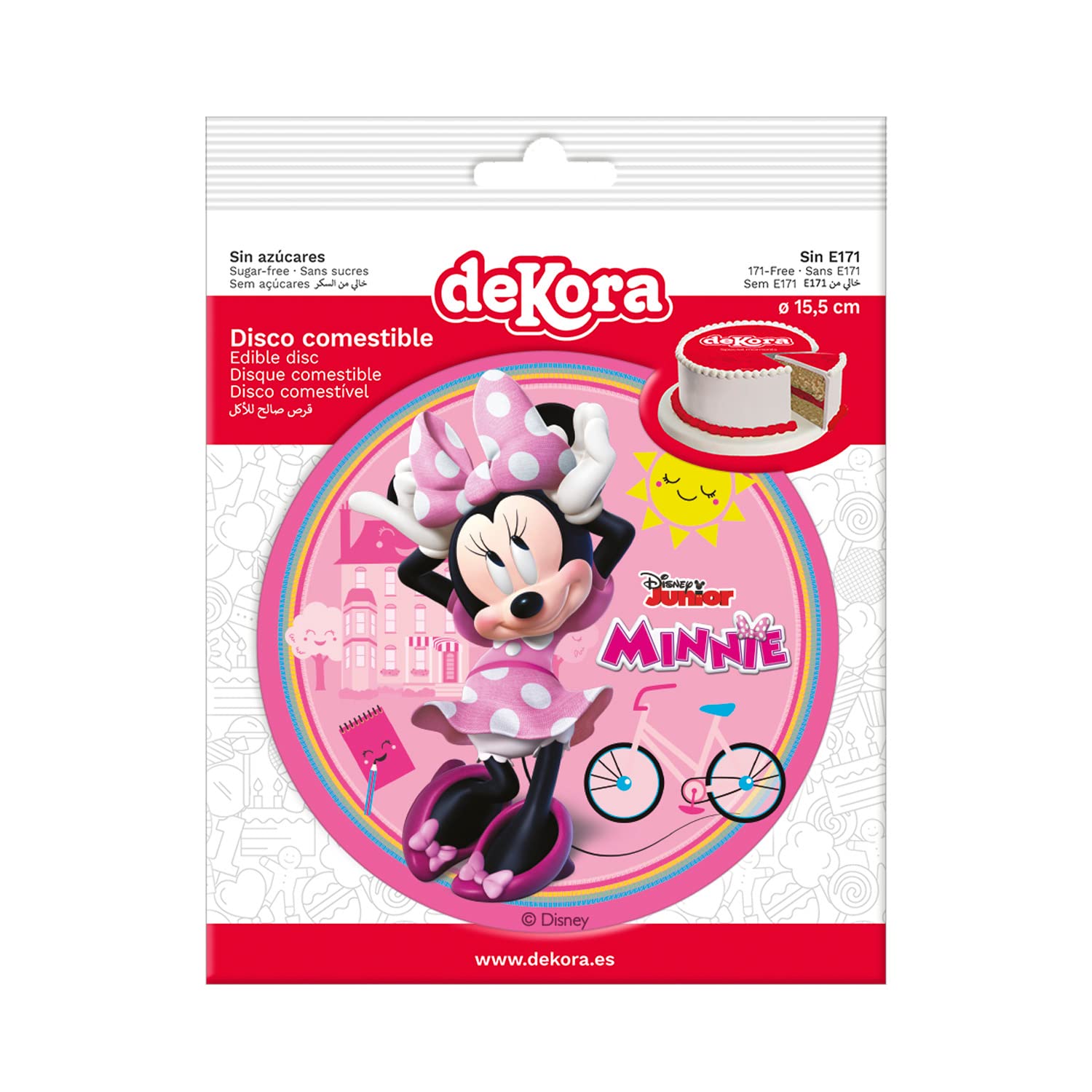 Dekora - Disco Decoración de Tartas de Cumpleaños Infantiles Minnie Mouse - 15,5 cm