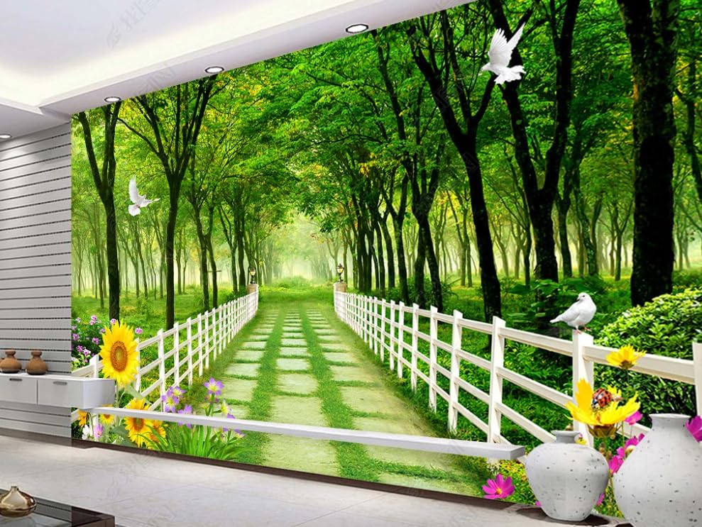 Papier peint intissé clôture en bois pour agrandir un petit salon avec un poster géant