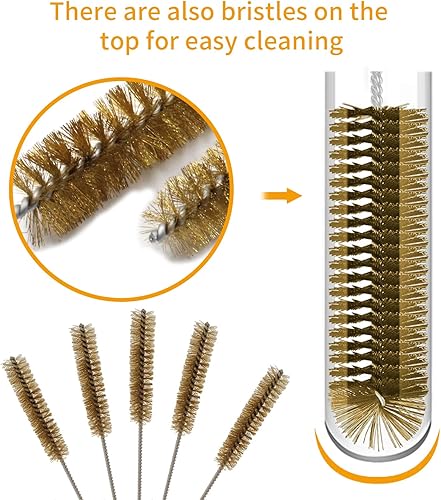 Miniatura 6 de Juego de cepillos de tubo de alambre de latón de 7 piezas, cepillos de alambre de 11 pulgadas de largo para limpieza, limpiador de tuberías de