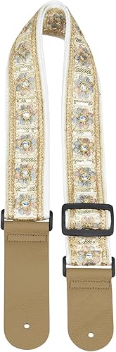 ALLZEDREAM Correa de guitarra, extremos de cuero genuino, diseño original de lentejuelas de encaje, Flor de lentejuelas, Classic disponible en Yaxa Mexico