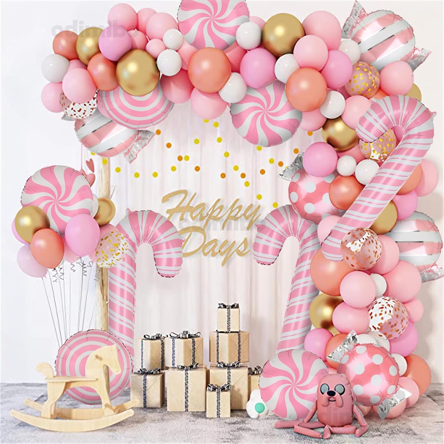 22Pcs Christmas Candy Cane Foil Balloons Pink Peppermint Xmas Balloon Swirl Mylar Bow Candyland Balloon Candies Theme Decoration Birthday Party Supplies - Image 5