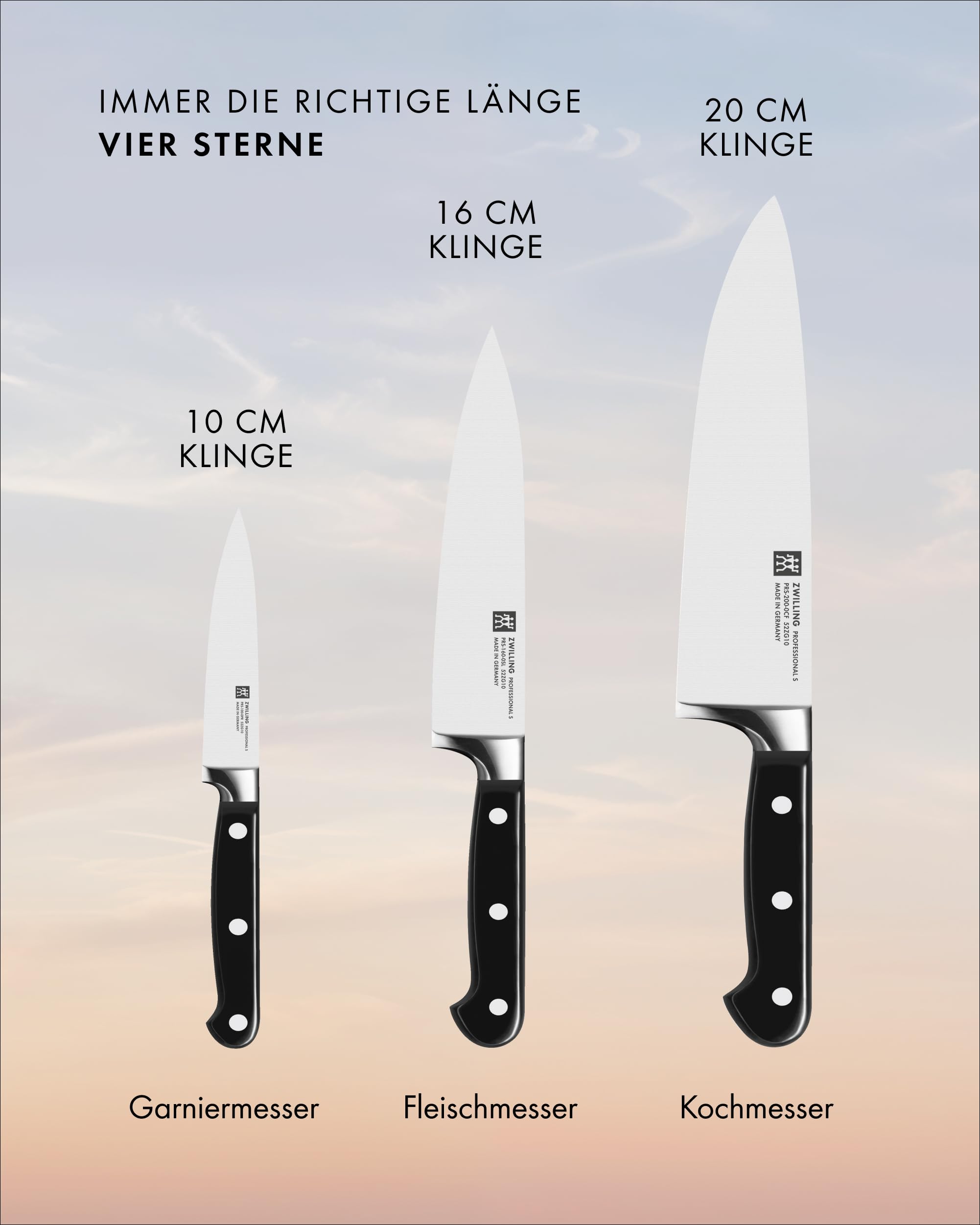 ZWILLING Professional S Messer-Set 3-teilig, Rostfreier Spezialstahl, Schwarz, Made in Germany