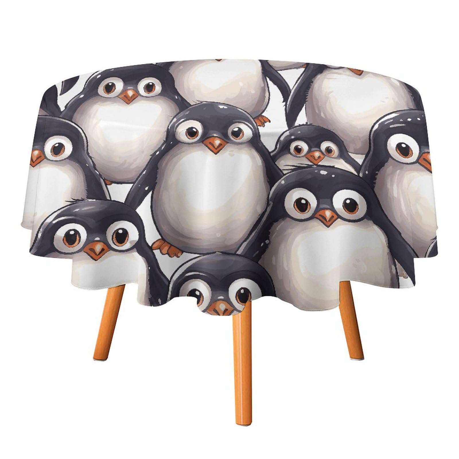 Nappe ronde imperméable anti-tache pingouin pour protéger la table du patio