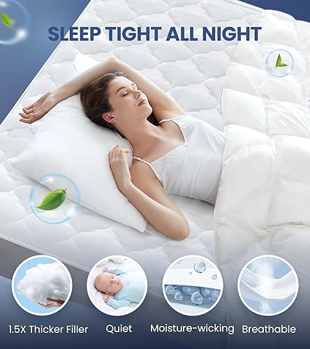Miniatura 3 de Protector de colchón individual 100% impermeable con relleno 1.5 veces más grueso, acolchado 3D, lavable a máquina, silencioso, transpirable, suave,