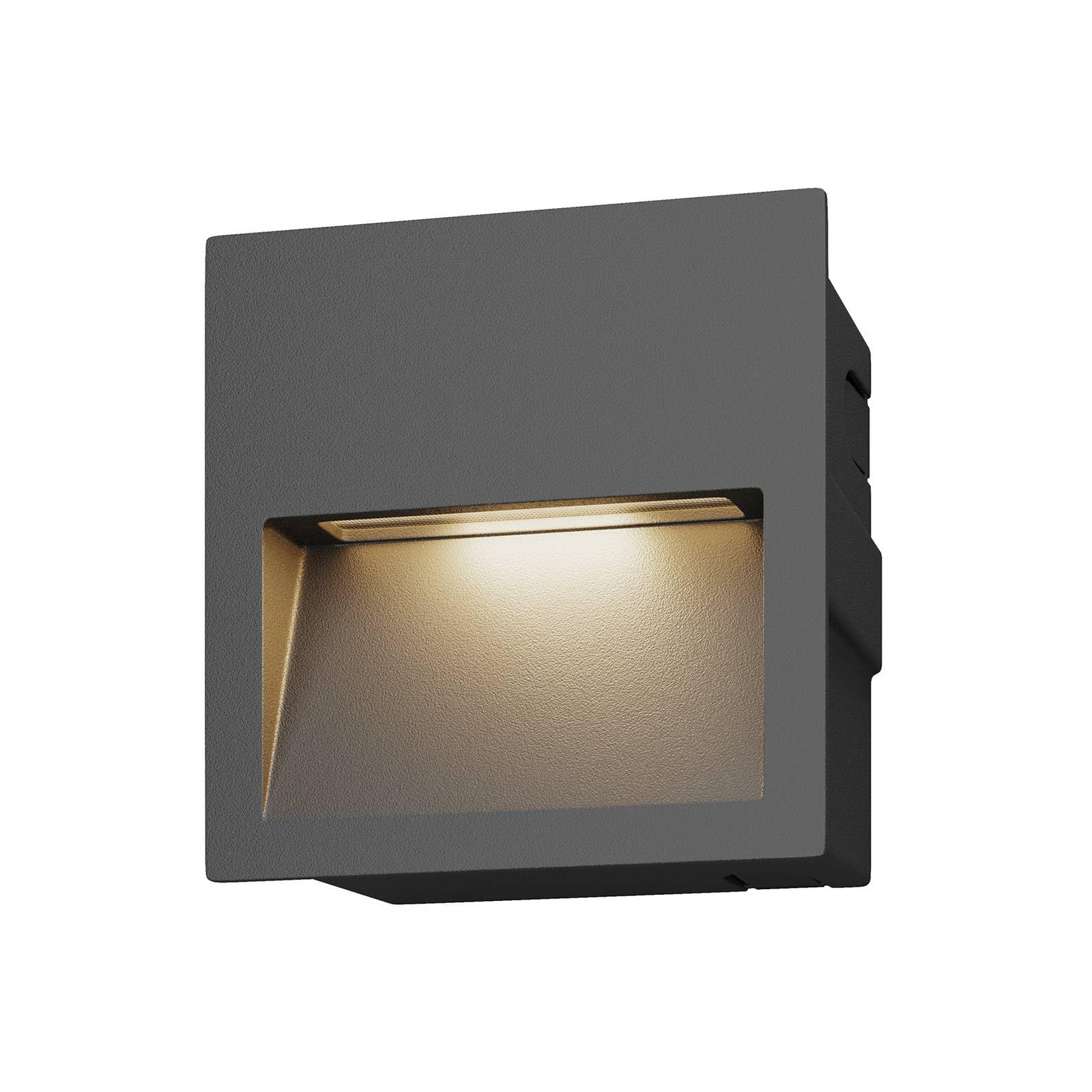 Lucande Dark Grey, Clear Outdoor Wall Light Loya (Modern) In Black Made Of Aluminium (1 Light Source,) From Brick, Wall Lamp For Exterior/Interior Walls House Terrace Und Balcony