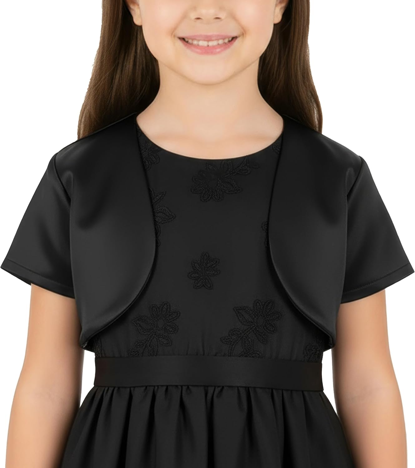 BlackButterfly Kids Satin Short Sleeve Bolero Childrens Girls Shrug