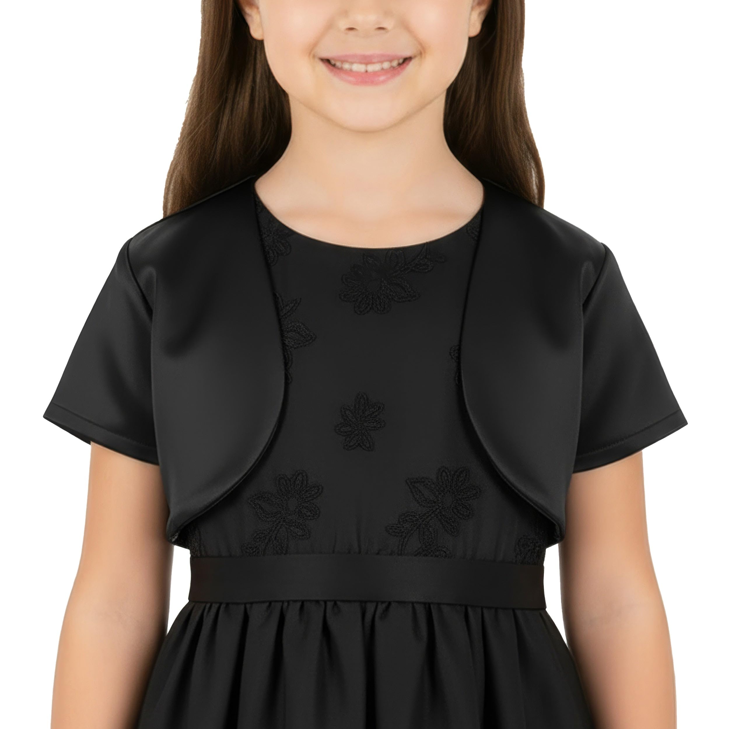 BlackButterfly Kids Satin Short Sleeve Bolero Childrens Girls Shrug