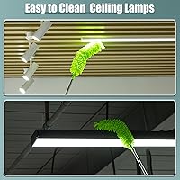 Vista 8 de Microfiber Duster with Extension Pole 30 to 100'', Bendable Reusable Washable Feather Dusters for Cleaning High Ceiling Fan, Cobweb, Blinds, Green