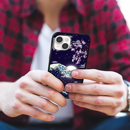 Miniatura 6 de MSEAANBK Funda diseñada para iPhone 15 Plus, funda japonesa con patrón de luna de cerezo y flor para hombres, mujeres, niños y niñas, TPU suave, a