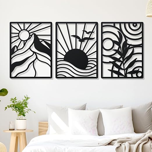 Amazon.com: Zzbakress Large Black Metal Wall Decoration Modern ...