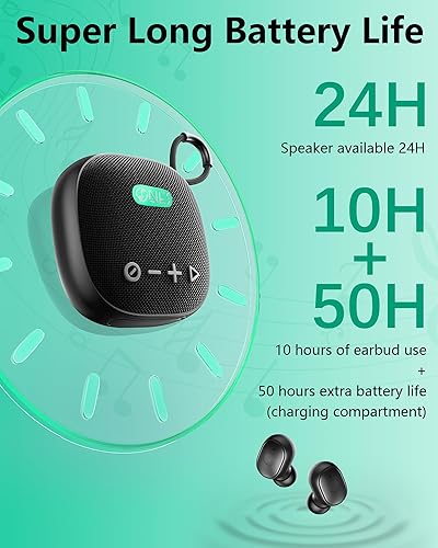 Miniatura 4 de ONES MusPlay - Altavoz inalámbrico BT con auriculares 2 en 1, audio de alta resolución, inteligente BluetoothAUXMP3 modo de juegomúsica altavoz de