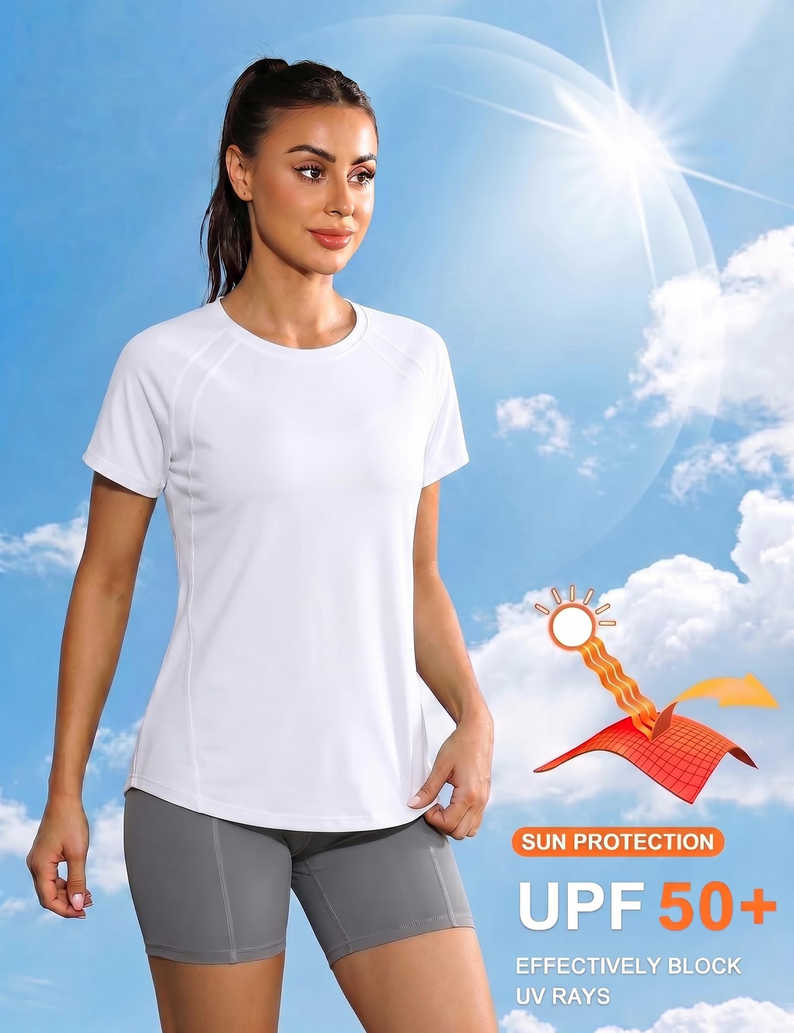 Gyabnw Camiseta Deportiva para Mujer, Camiseta de Manga Corta, Camiseta de Entrenamiento, Rápido Camisetas de Malla Mujer Yoga Fitness Top Ropa Deportiva Entrenamiento Atlético