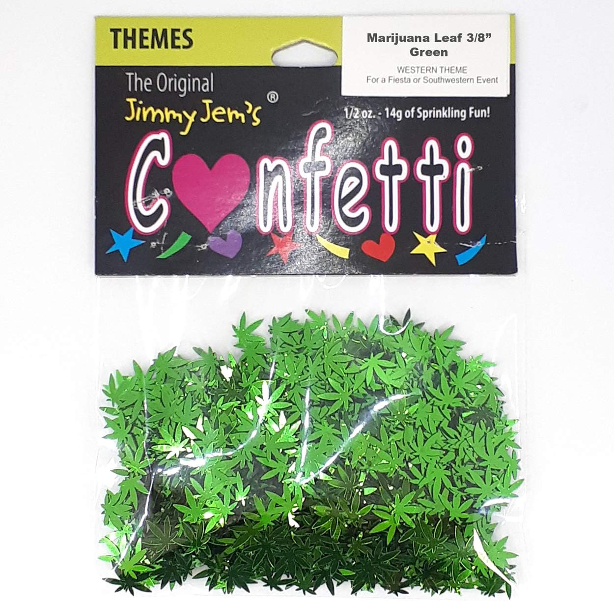 Confetti Marijuana Leaf 3/8" Green - Retail Pack #9713 QS0