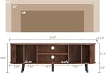 ChooChoo Moyen siècle moderne TV Pour les téléviseurs jusqu'à 60 Inch, Centre de divertissement avec portes coulissantes et stockage caché, TV Console avec plateau réglable pour le salon, Chambre, Walnut