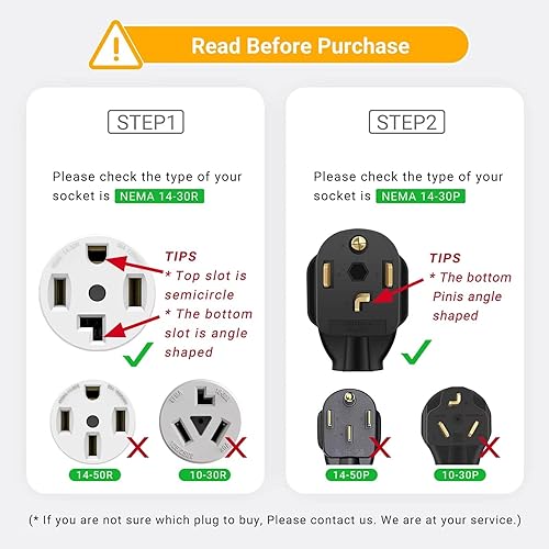 Miniatura 2 de Divisor de 30 amperios, secador de 4 puntas, divisor en Y, clavija L, NEMA 14-30P macho a 2 NEMA 14-30R hembra, 30 amperios, 250 voltios, 7500 W,