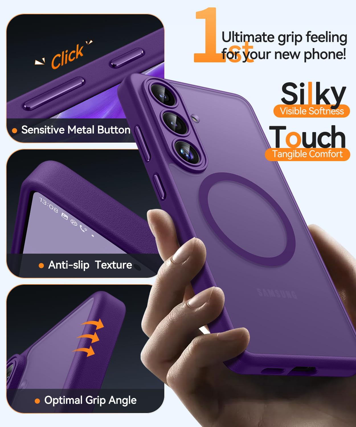 CANSHN Magnetica Cover per Samsung Galaxy S26 Plus (6.7 Pollici), [Protezione Completa Della Fotocamera] Custodia Traslucida Opaca Protettiva Sottile Antiurto,Viola Profondo