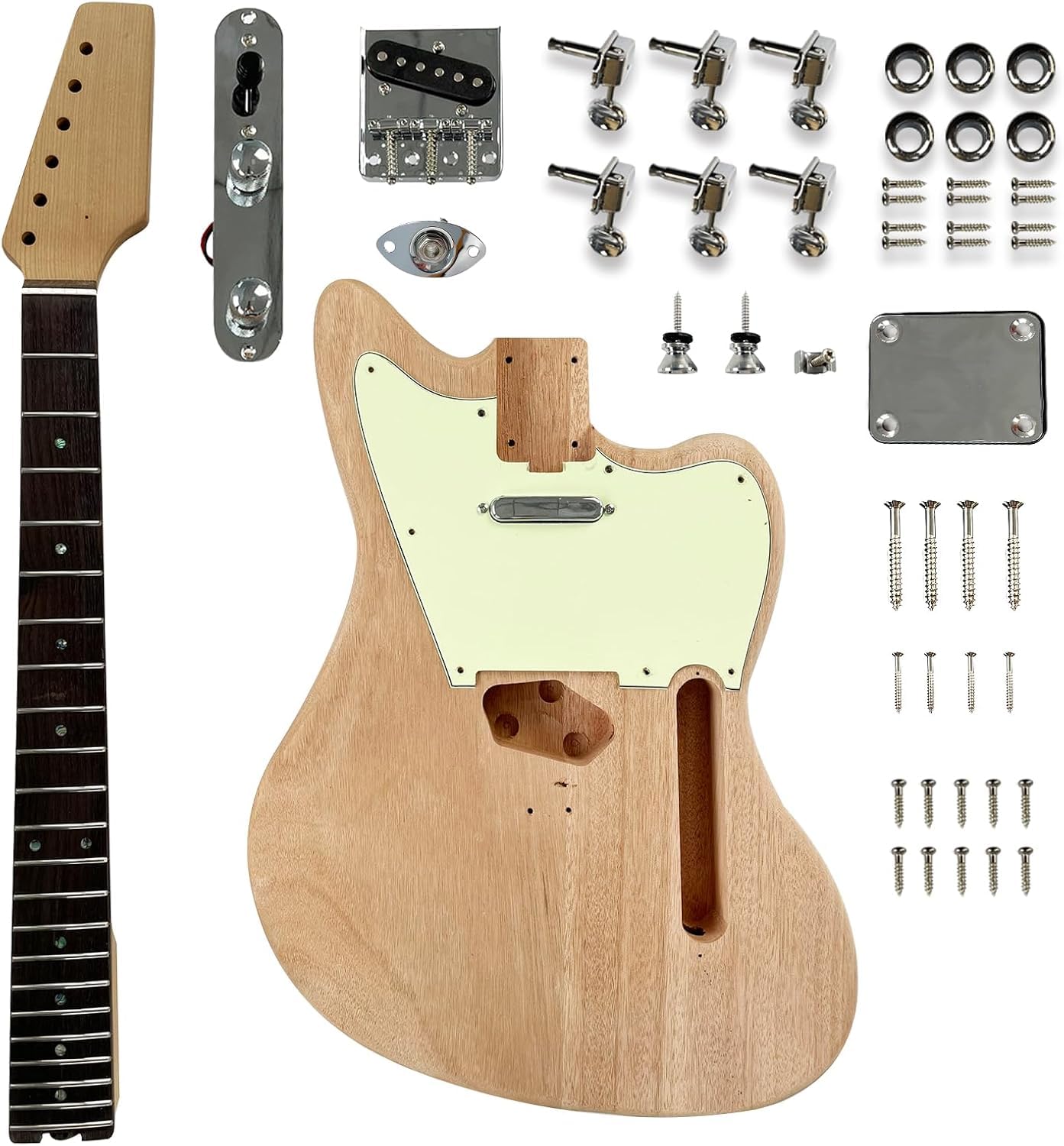 Electric Guitar Kit Beginner Kit Mahogany Body and Maple Neck,Maple Fretboard,Uncut DIY Guitar Kit,Build Your Own,Electric Guitars for Adults Unfinished