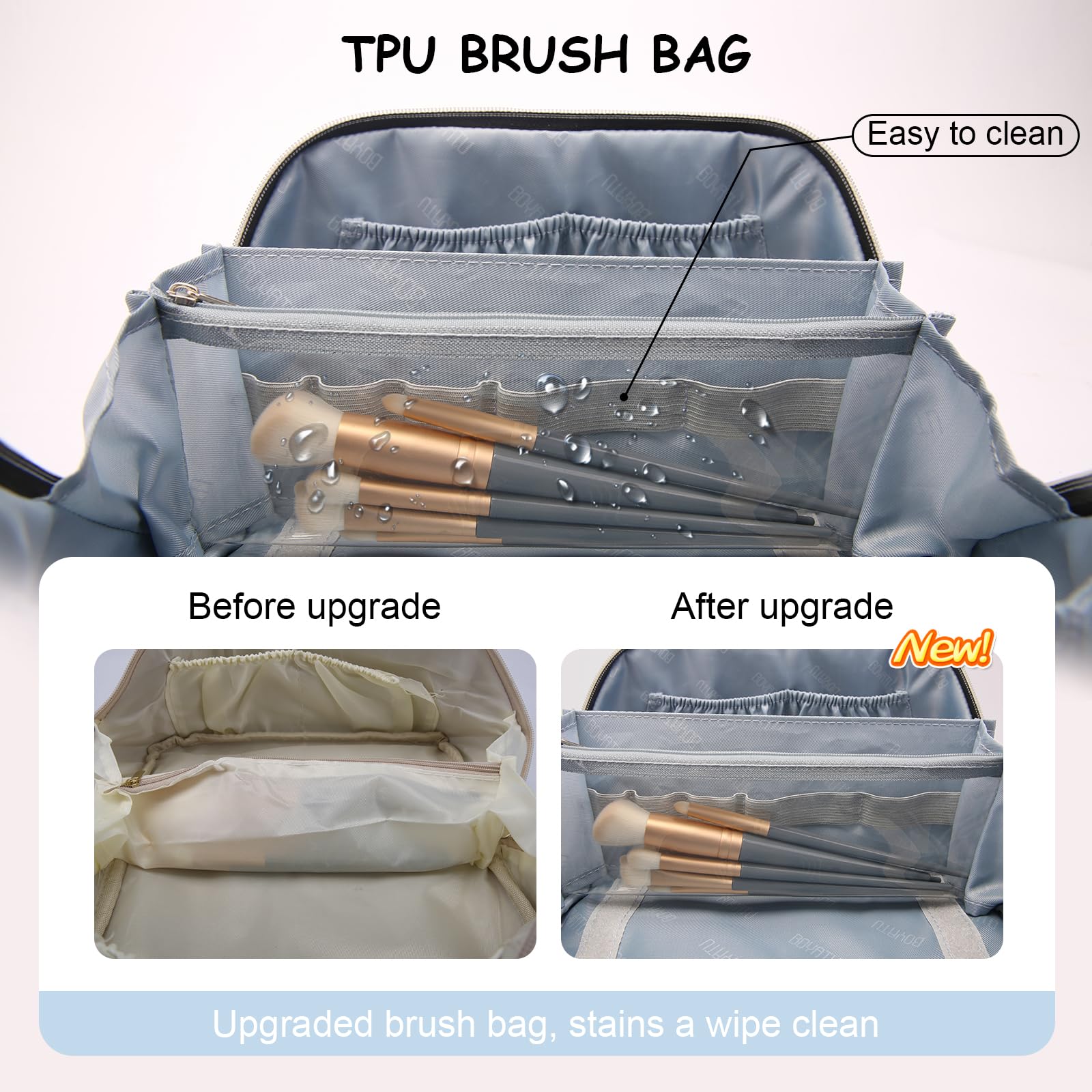 BOYATU Reise Make-up Tasche Kosmetiktaschen für Frauen:3-teiliges Make-up-Taschen-Set (A-5-kariert Mix Schwarz)