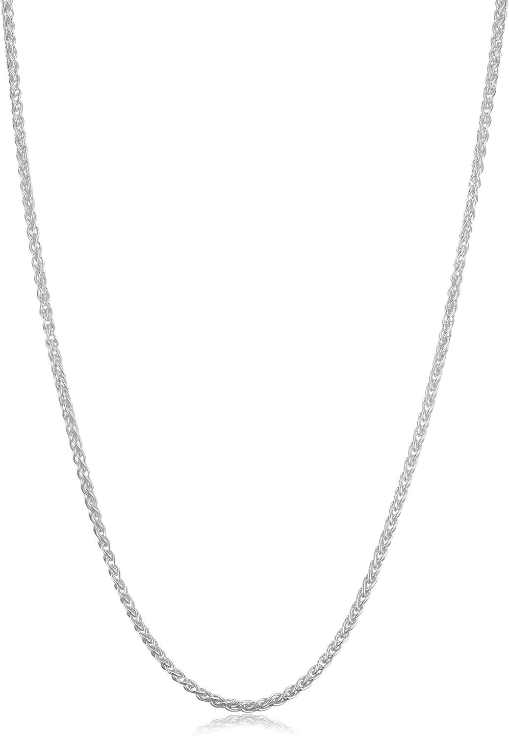 Kooljewelry 925 Sterling Silver Round Wheat Chain Necklace (1 mm, 1.5 mm, 2 mm or 2.6 mm) | Made in Italy