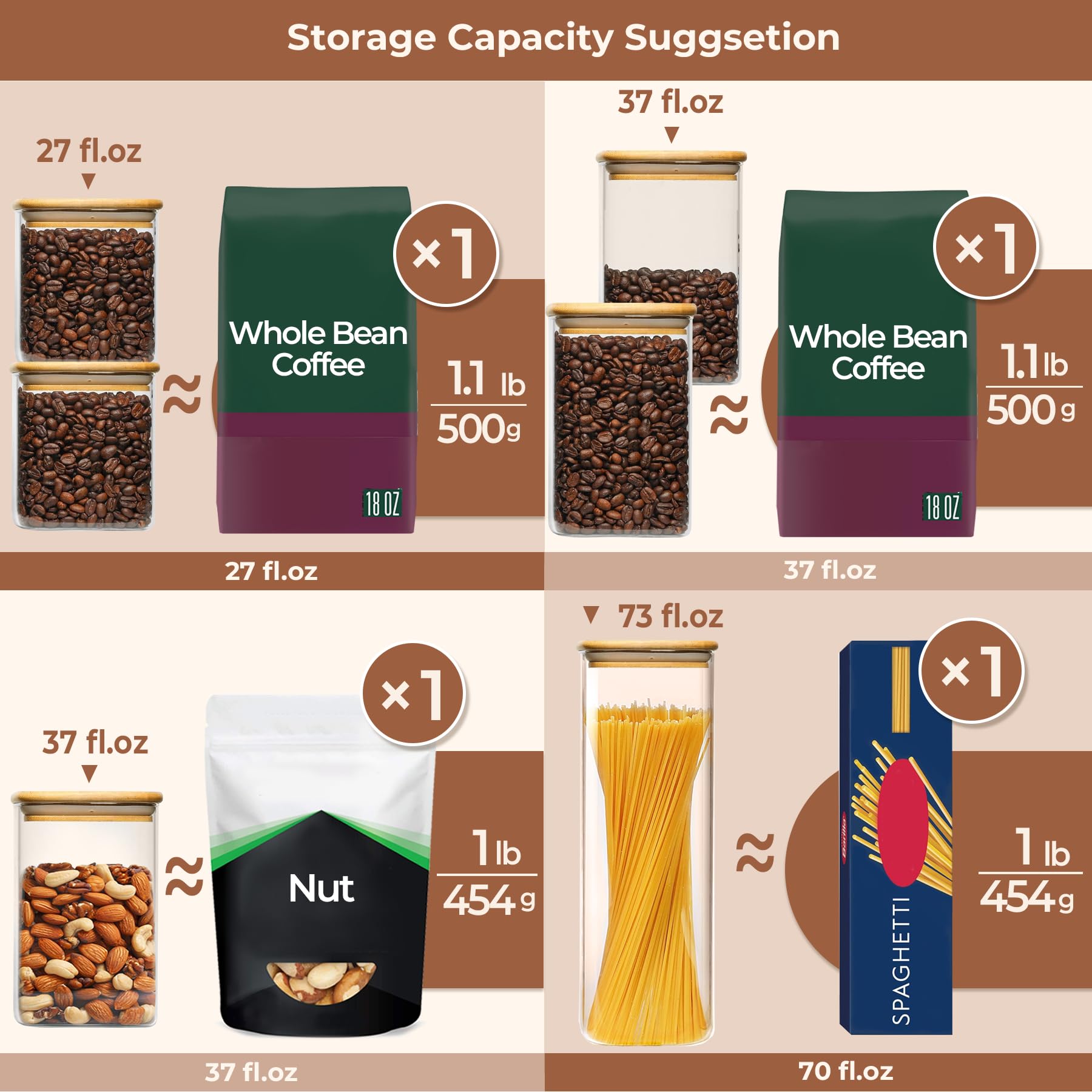 ComSaf Airtight Glass Storage Canister with Wooden Lid