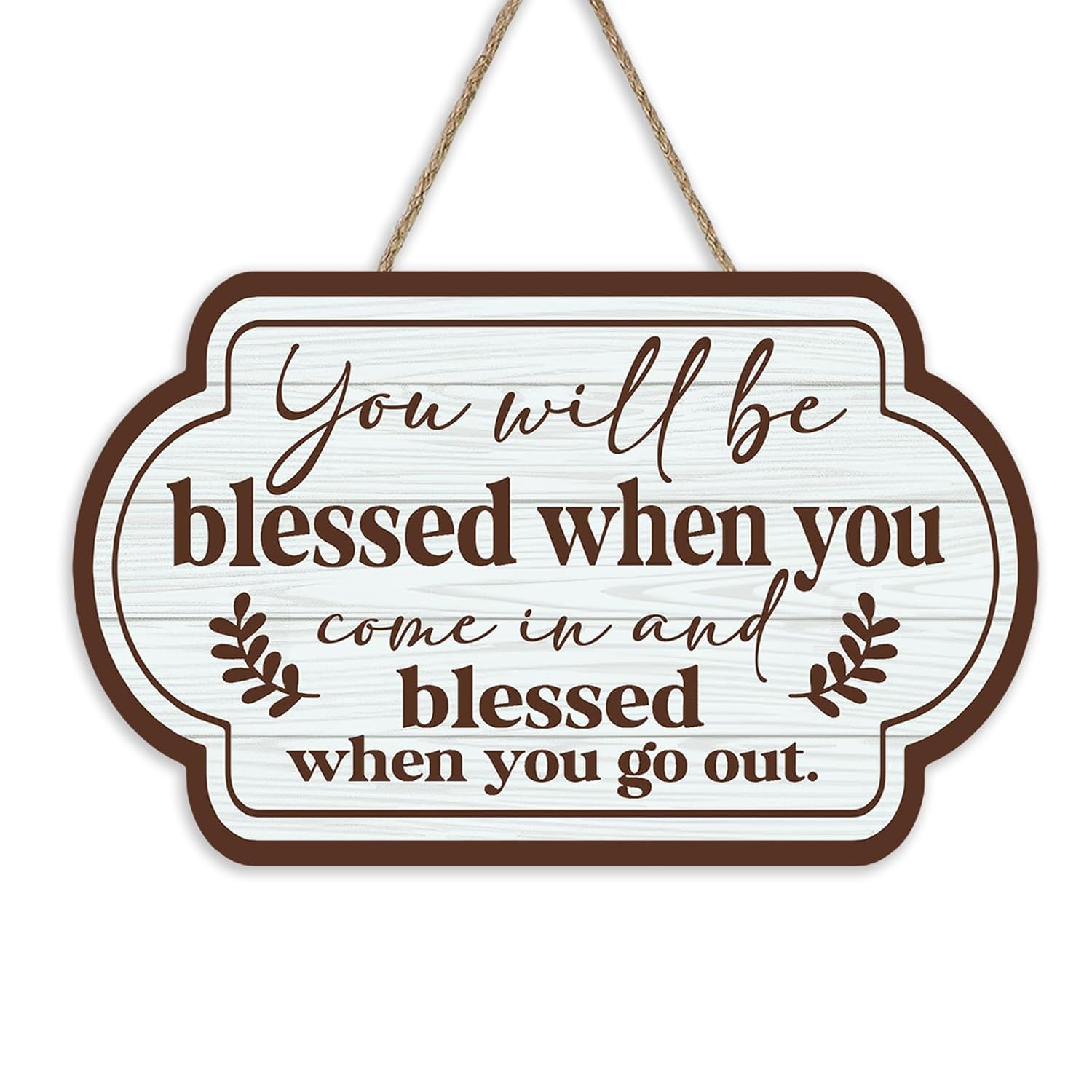 Mandala Soul You Will Be Blessed When You Come in and Go Out Front Door Sign, Religious Bible Verse Family Wood Hanger Home Decor, Farmhouse Deuteronomy 28:6 Wooden Wreath Wall Hanging Decoration-image-14