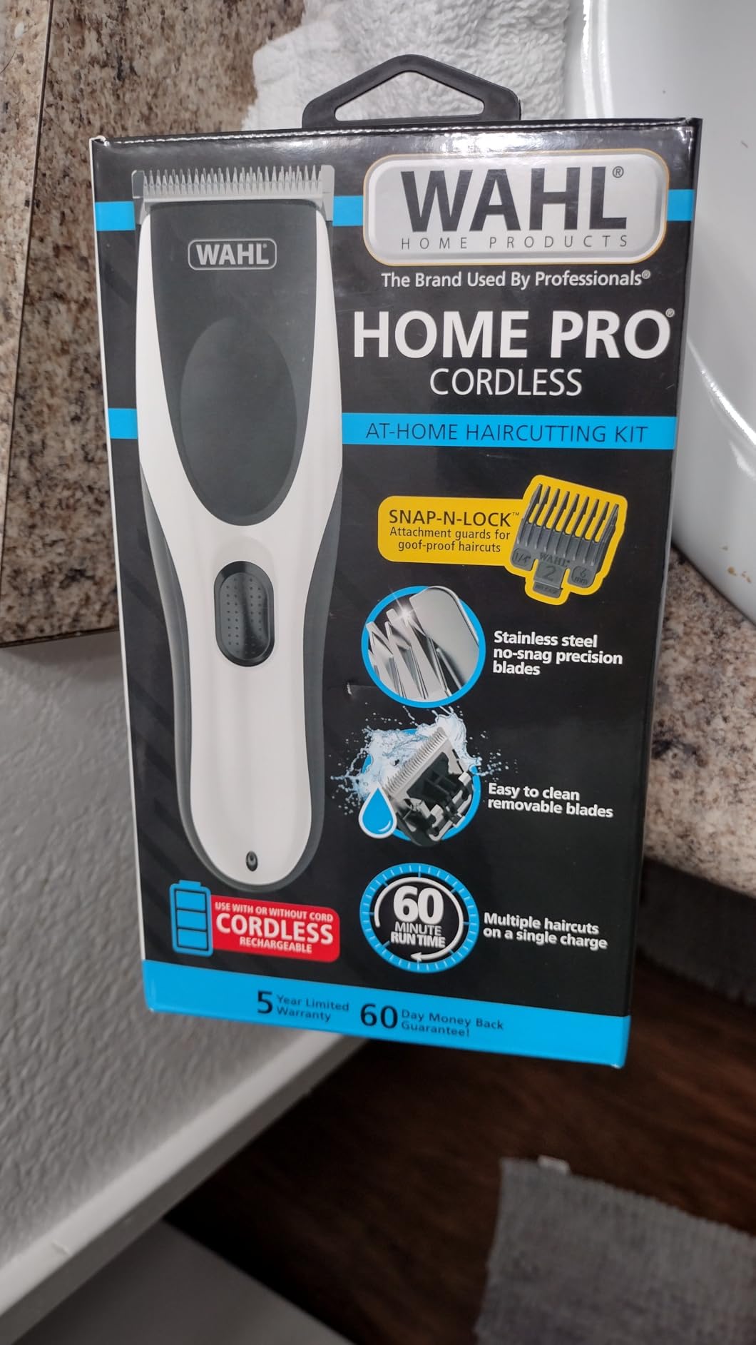 Wahl Clippers Home Pro Cordless Rechargeable Hair Clippers for Men with Precision Haircutting Blades & Secure Snap-N-Lock Attachment Guards – Model 3028835