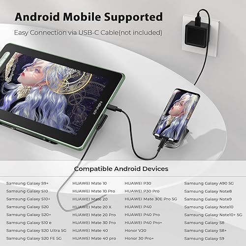 Miniatura 5 de XPPen Artist 16 2nd - Tableta de dibujo gráfico con pantalla de inclinación totalmente laminada, sin batería, lápiz capacitivo, 10 teclas de acceso