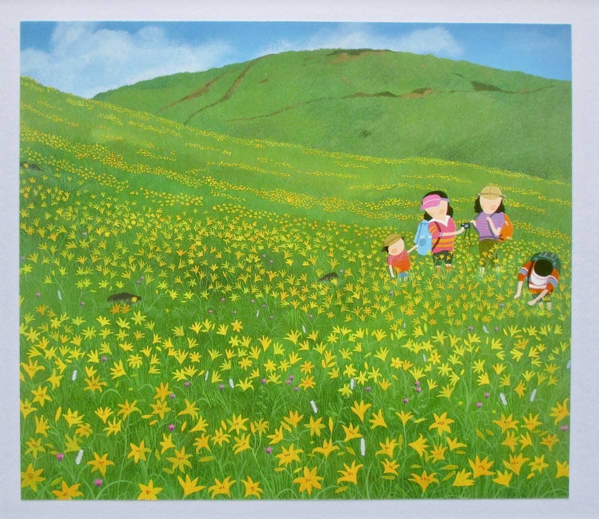 Amazon.co.jp: 原田泰治 「高原の花」 画集画 A4額入り 絵画 アート