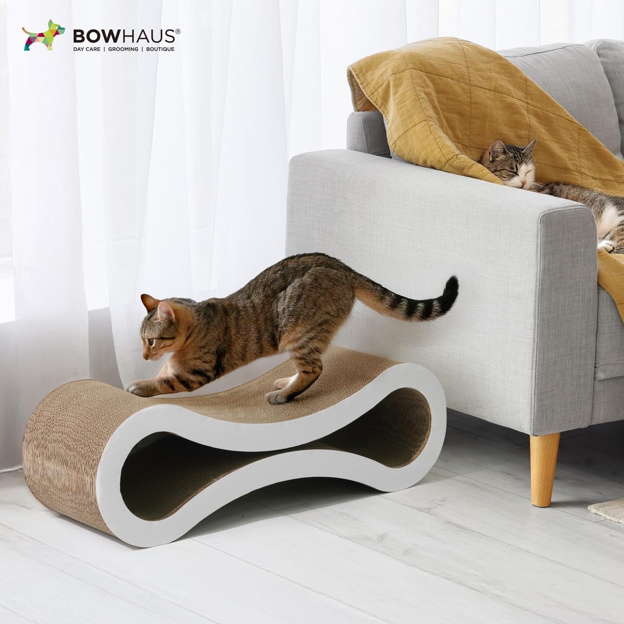 BOWHAUS Infinity - Tumbona rascador reversible para gatos, duradera y duradera, rascador de cartón para gatos, almohadilla grande para rascar gatos, tabla de rascar, almohadilla infinita para gatos de