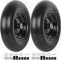 Vista 1 de (PAQUETE DE 2) Neumático y Rueda 4.80/4.00-8" - Ajuste Universal Neumáticos Sólidos Sin Pinchazos para Carretilla de 16" con Cubo de 3