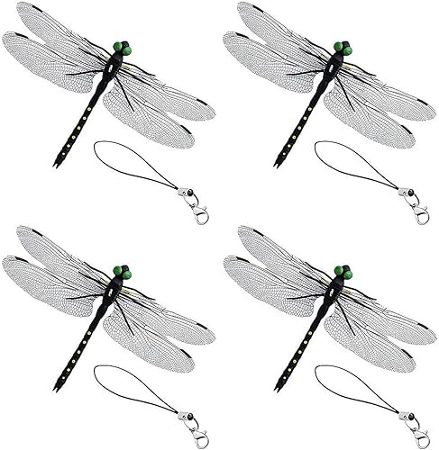 4 PACK Artificial Dragonfly Hat Clip,Realistic Fake Dragonflies Fly Repelling Supplies,Dragon Fly Clips Repelling Supplies for Bugs,3D Garden
