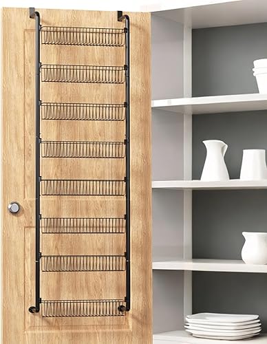 Goovilla Organizador de despensa sobre la puerta, organización y almacenamiento de despensa de 8 niveles, estante de especias colgante de metal para