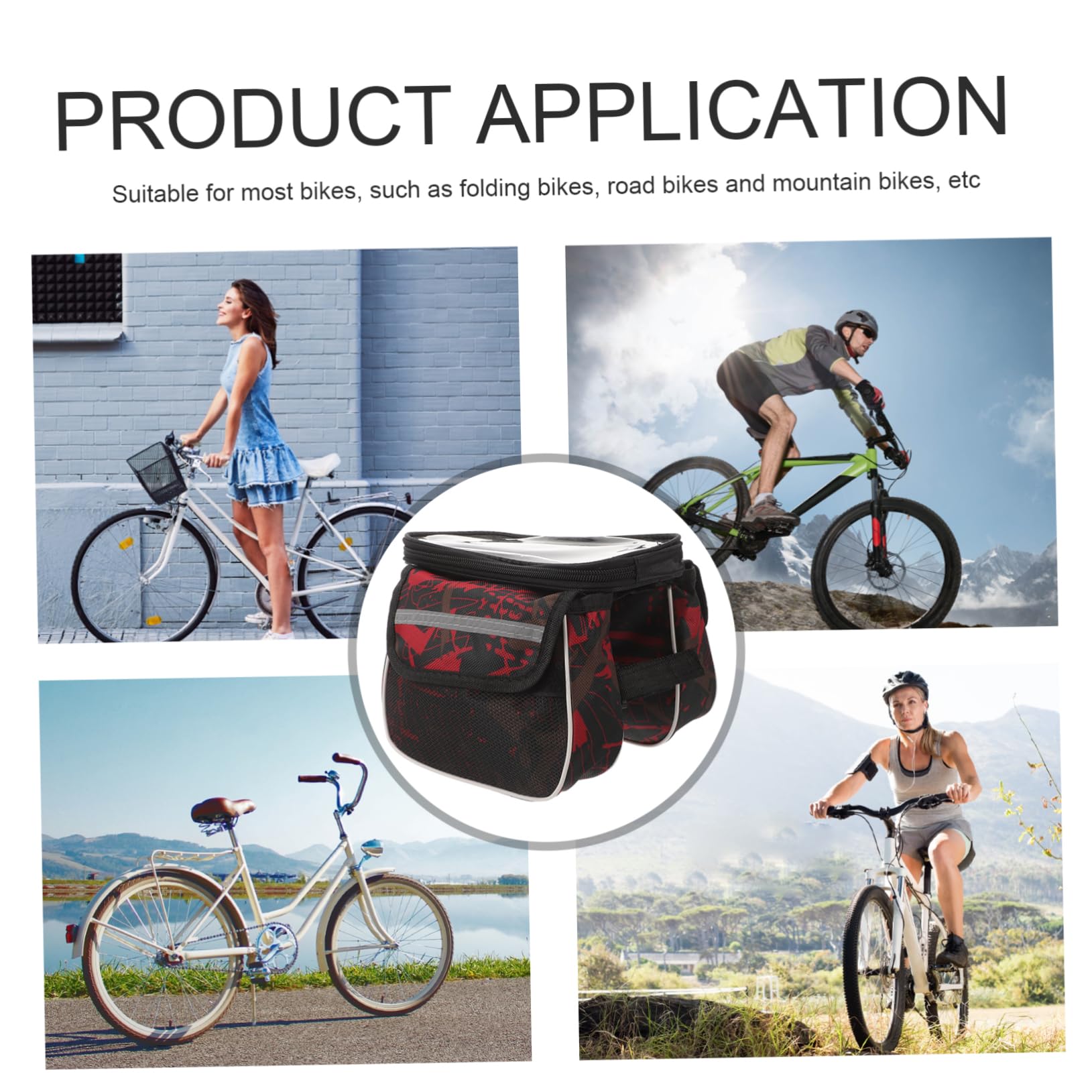 Toddmomy 5piezas Bolsa De Bicicleta Resistente Al Desgaste Bolsa De Almacenamiento Frontal para Teléfono Compatible La Mayoría De Bicicletas Gran Capacidad y Diseño Simple Incluye